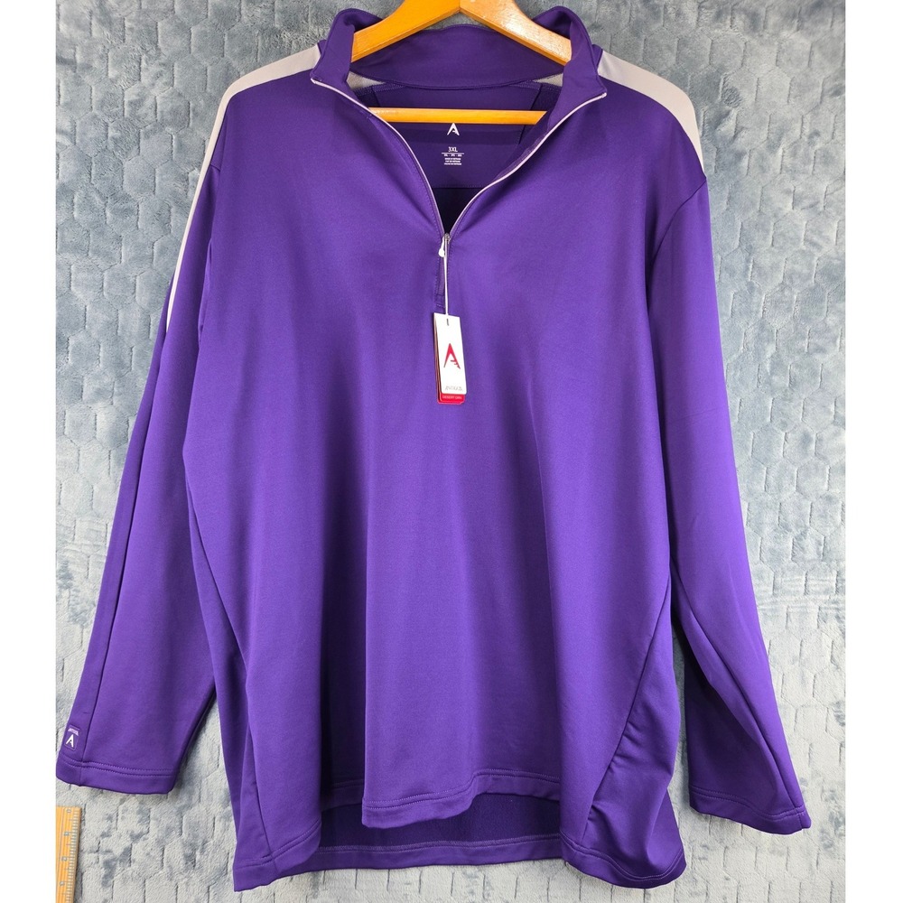 Antigua Succeed Mens 3XL‎ Purple Silver 1/4 Zip Pullover Golf Shirt 100274 NEW